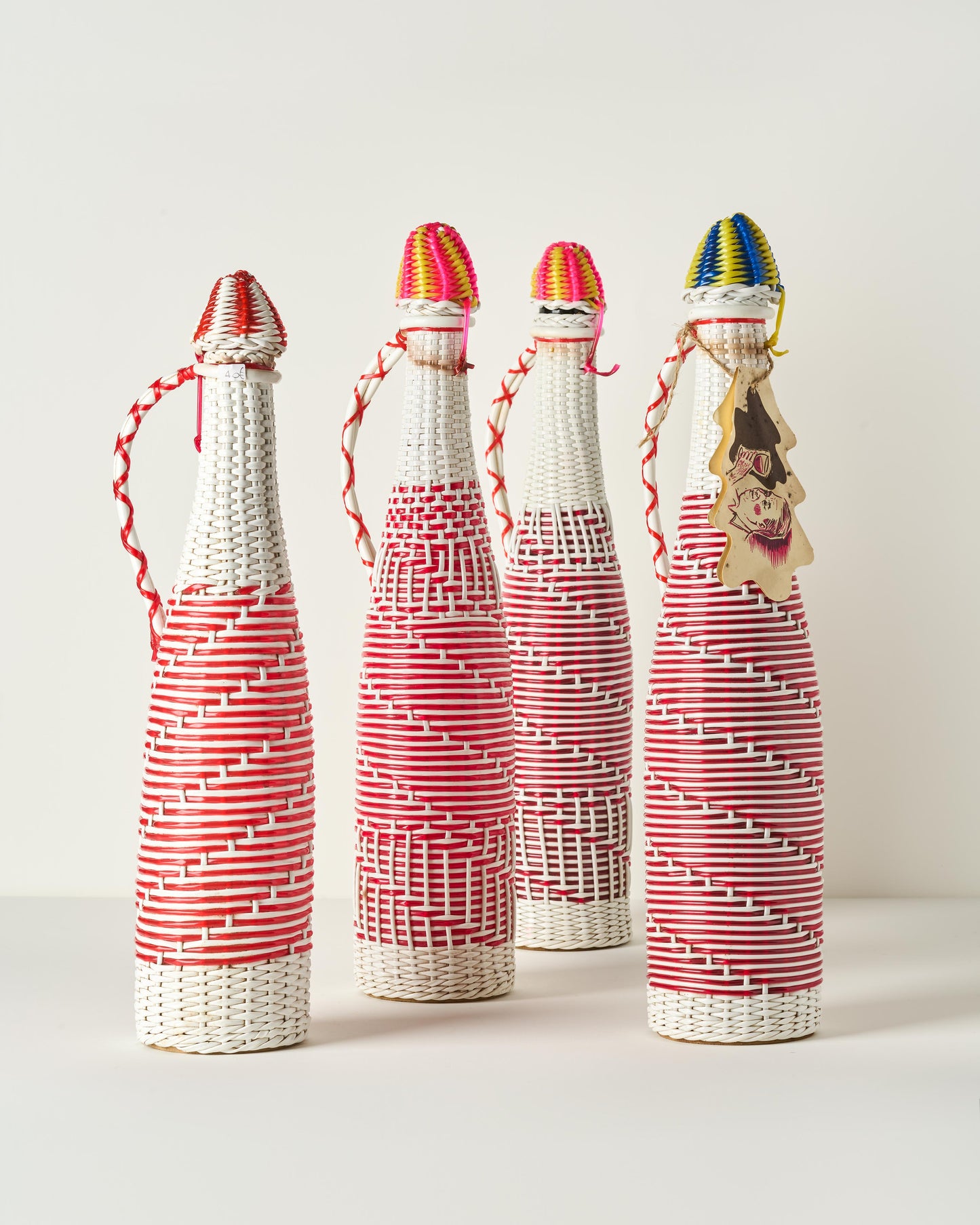 Vintage Scoubidou Wine Bottles