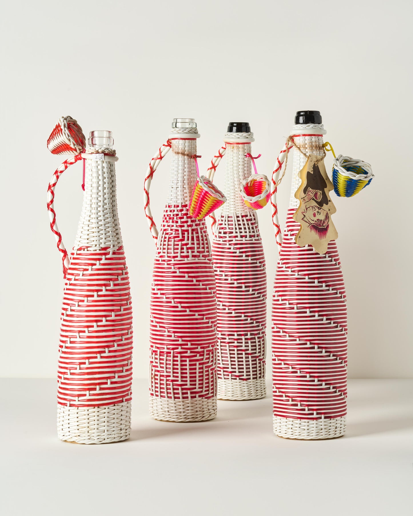 Vintage Scoubidou Wine Bottles