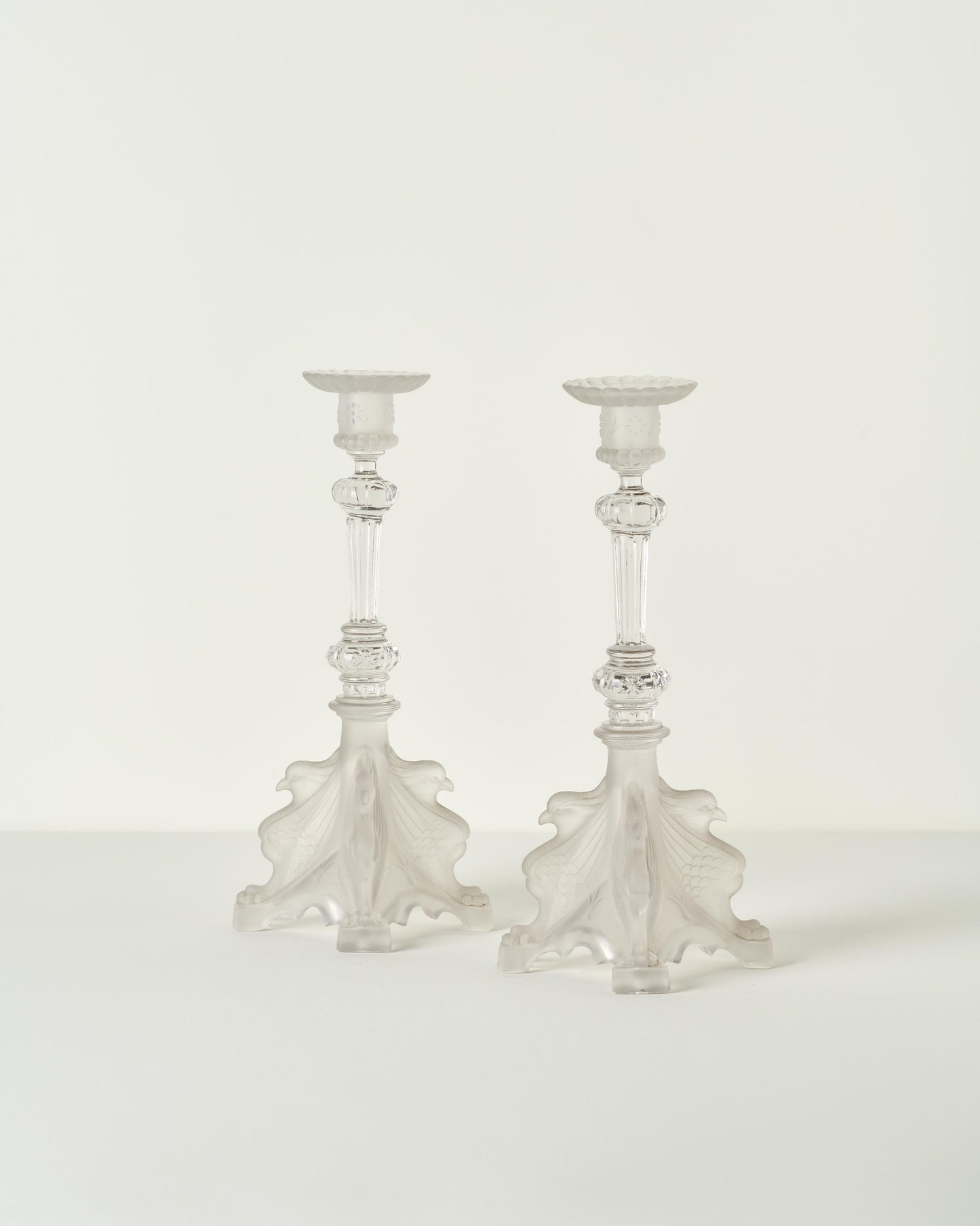 Val Saint Lambert Griffon Candlesticks - satin