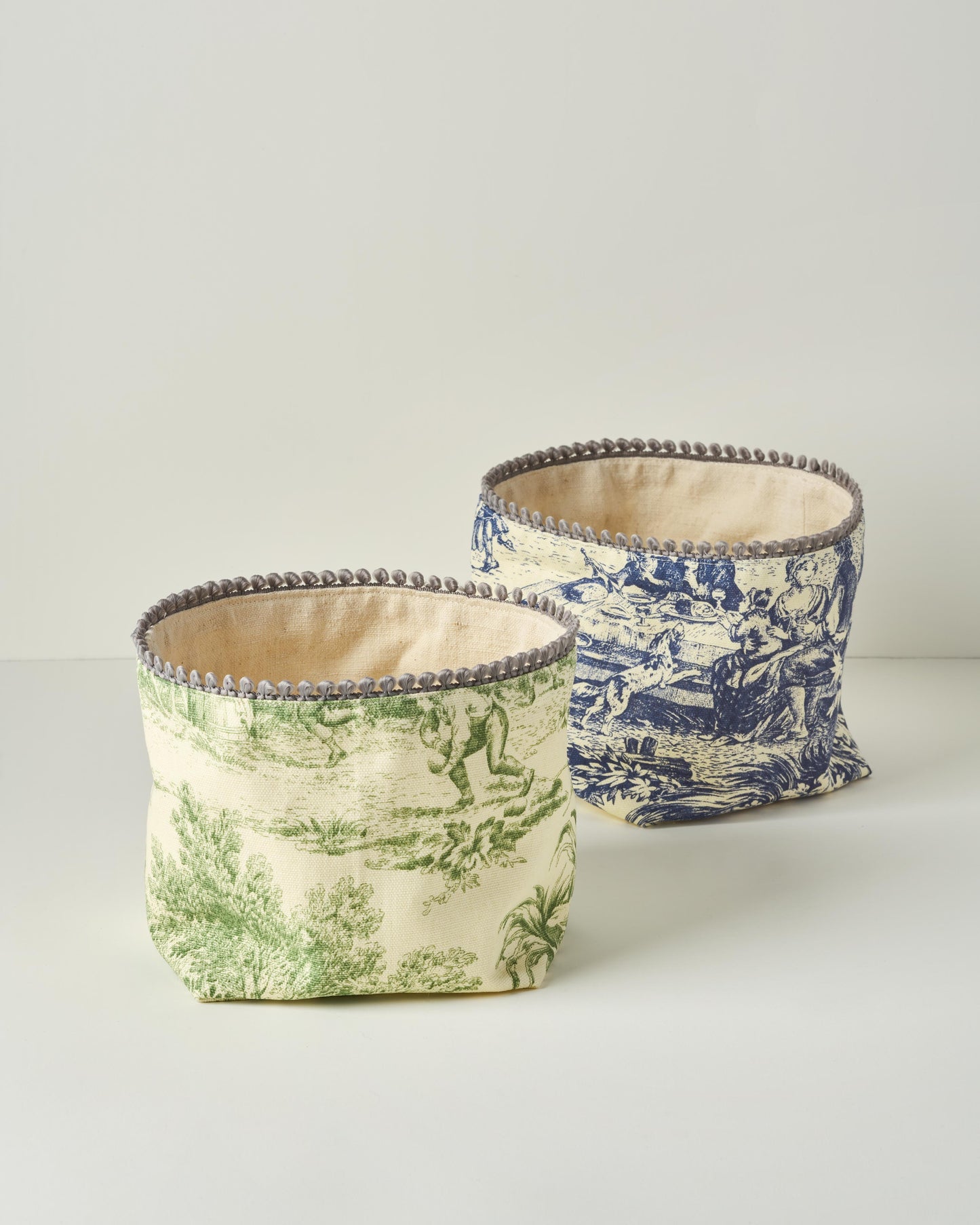 Toile De Jouy Bread Basket - light green