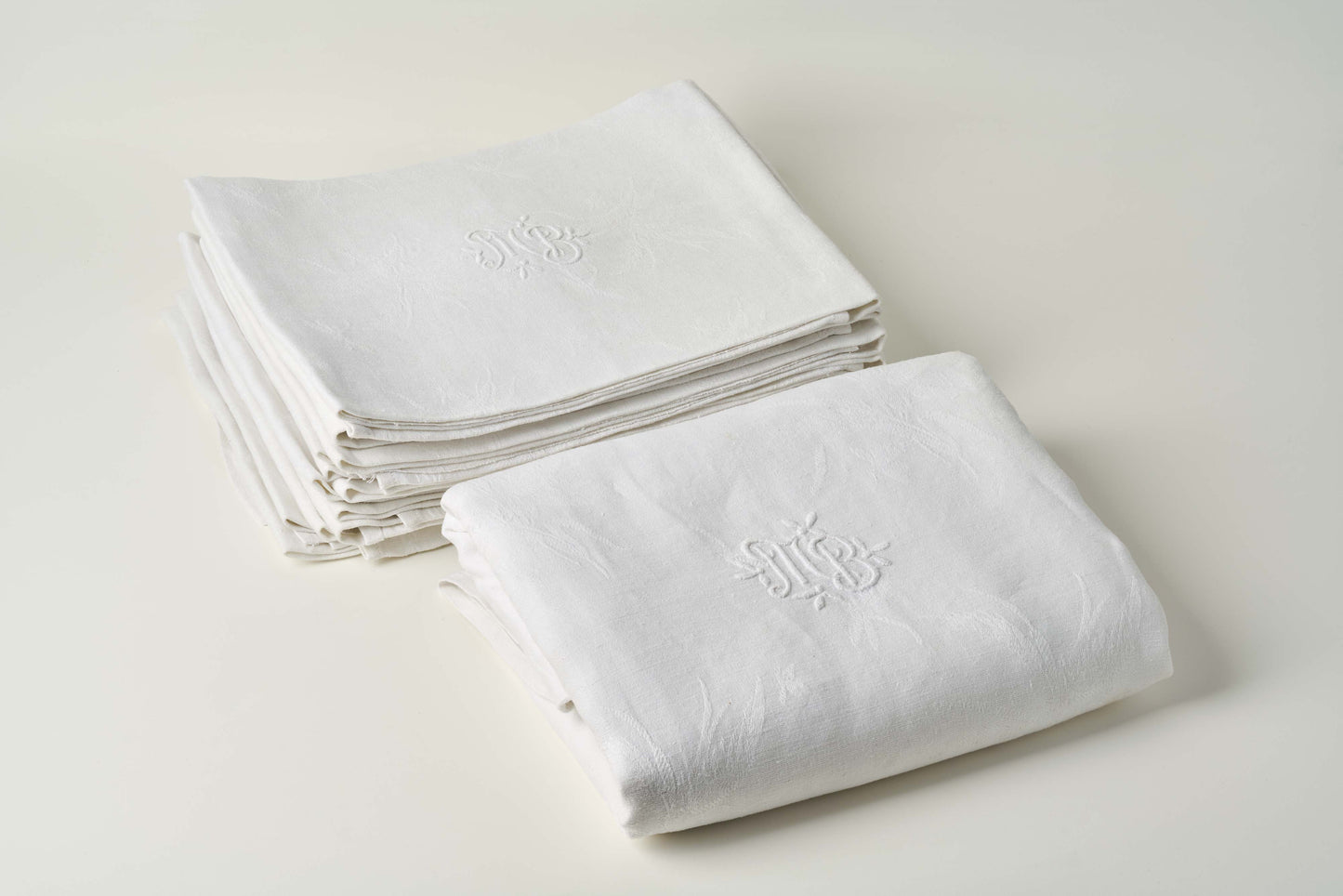 M. B. Monogrammed Tablecloth & Napkins Set