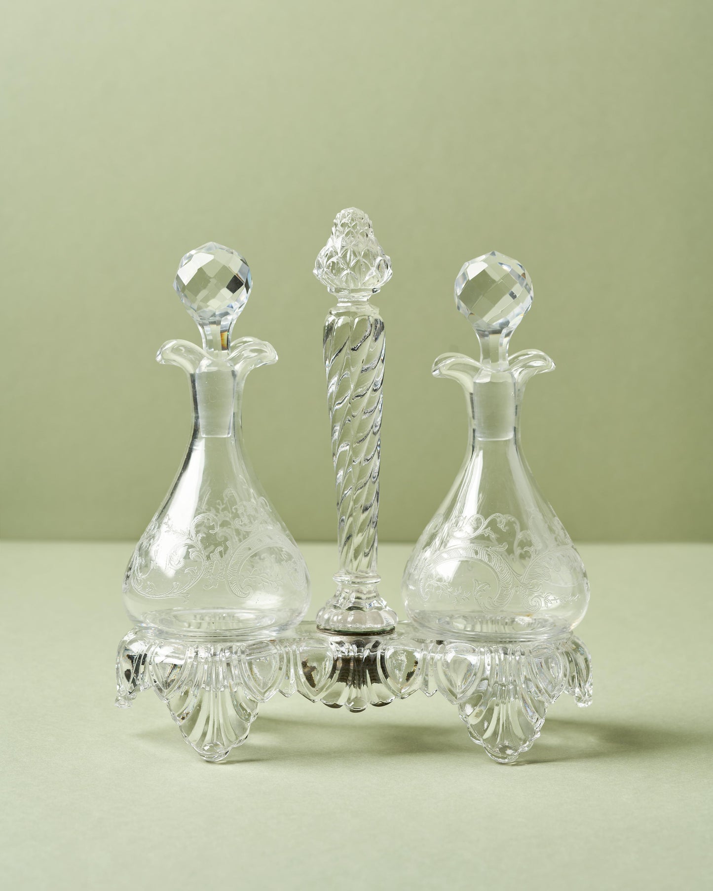 Antique Cut Crystal Cruet Set