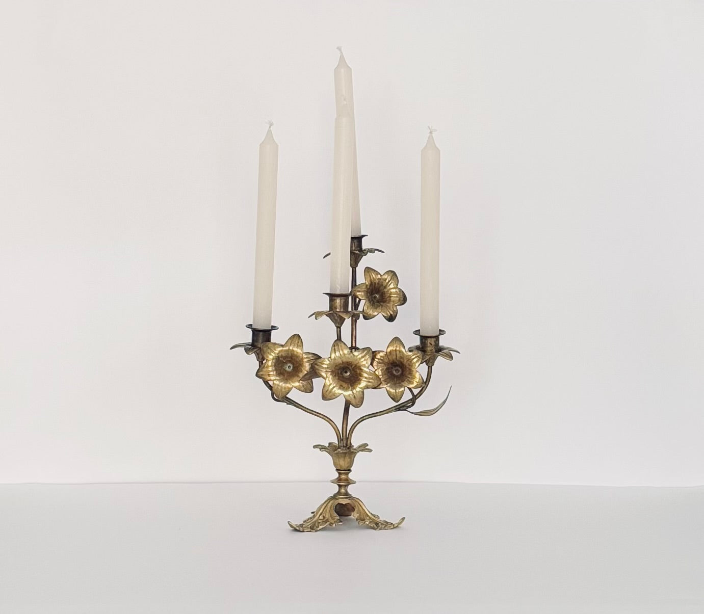 Antique Candle Holders with Flowers