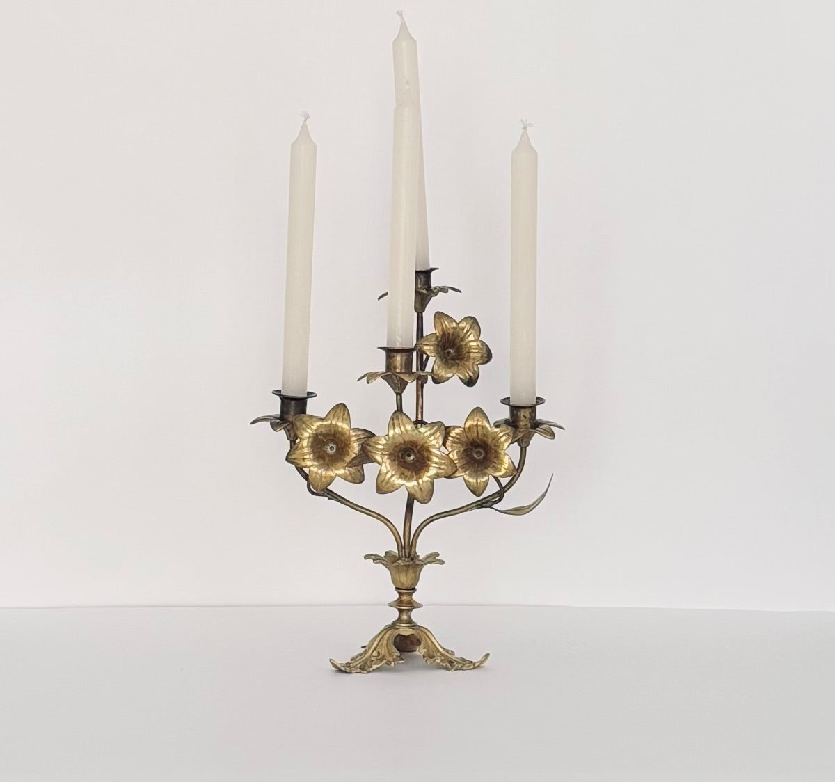 Antique Candle Holders with Flowers