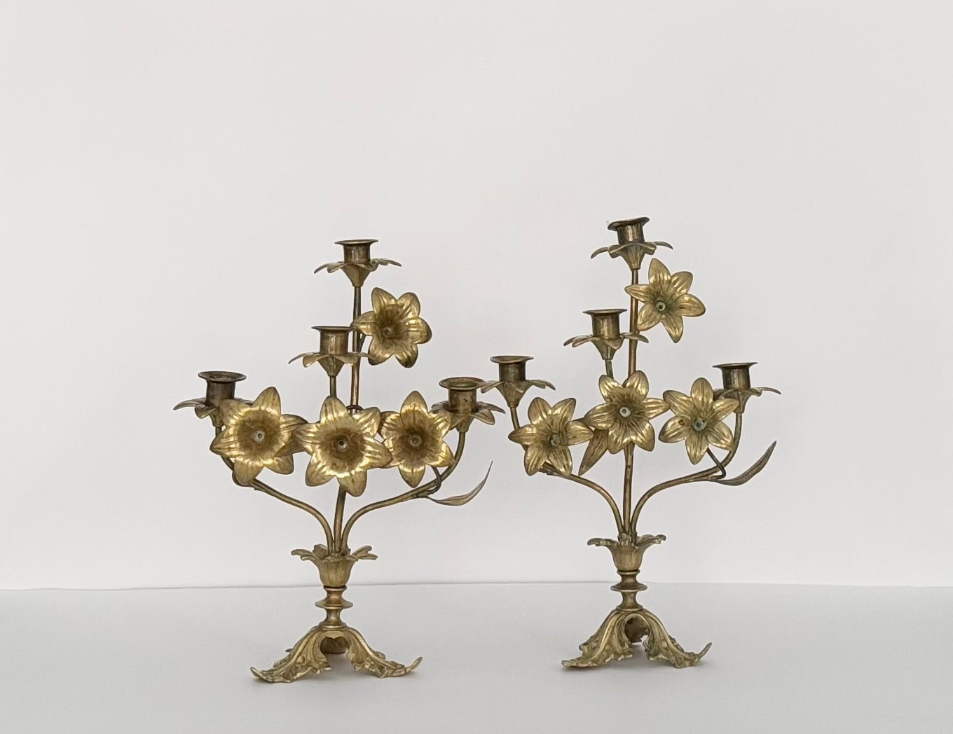 Antique Candle Holders with Flowers