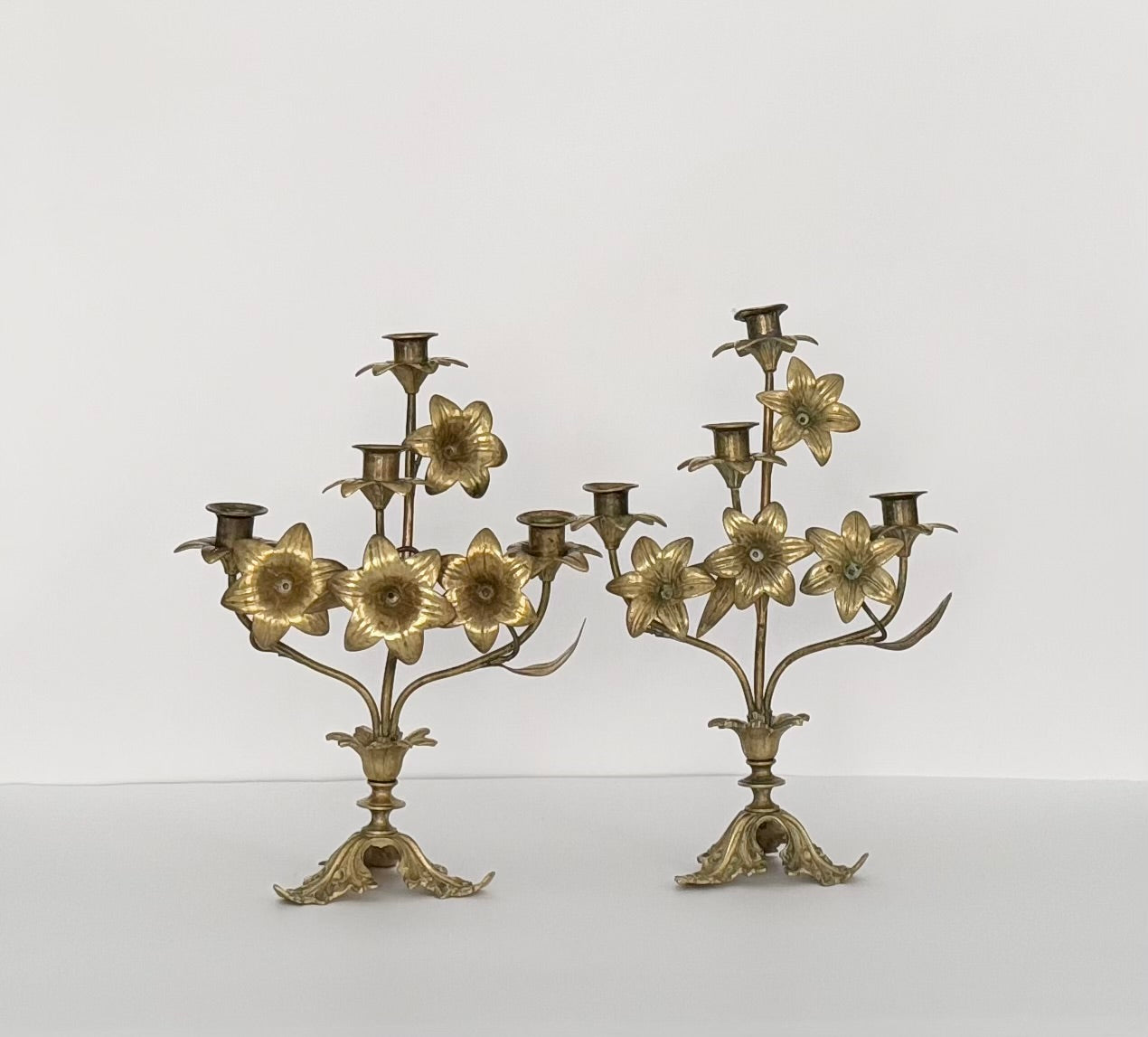 Antique Candle Holders with Flowers