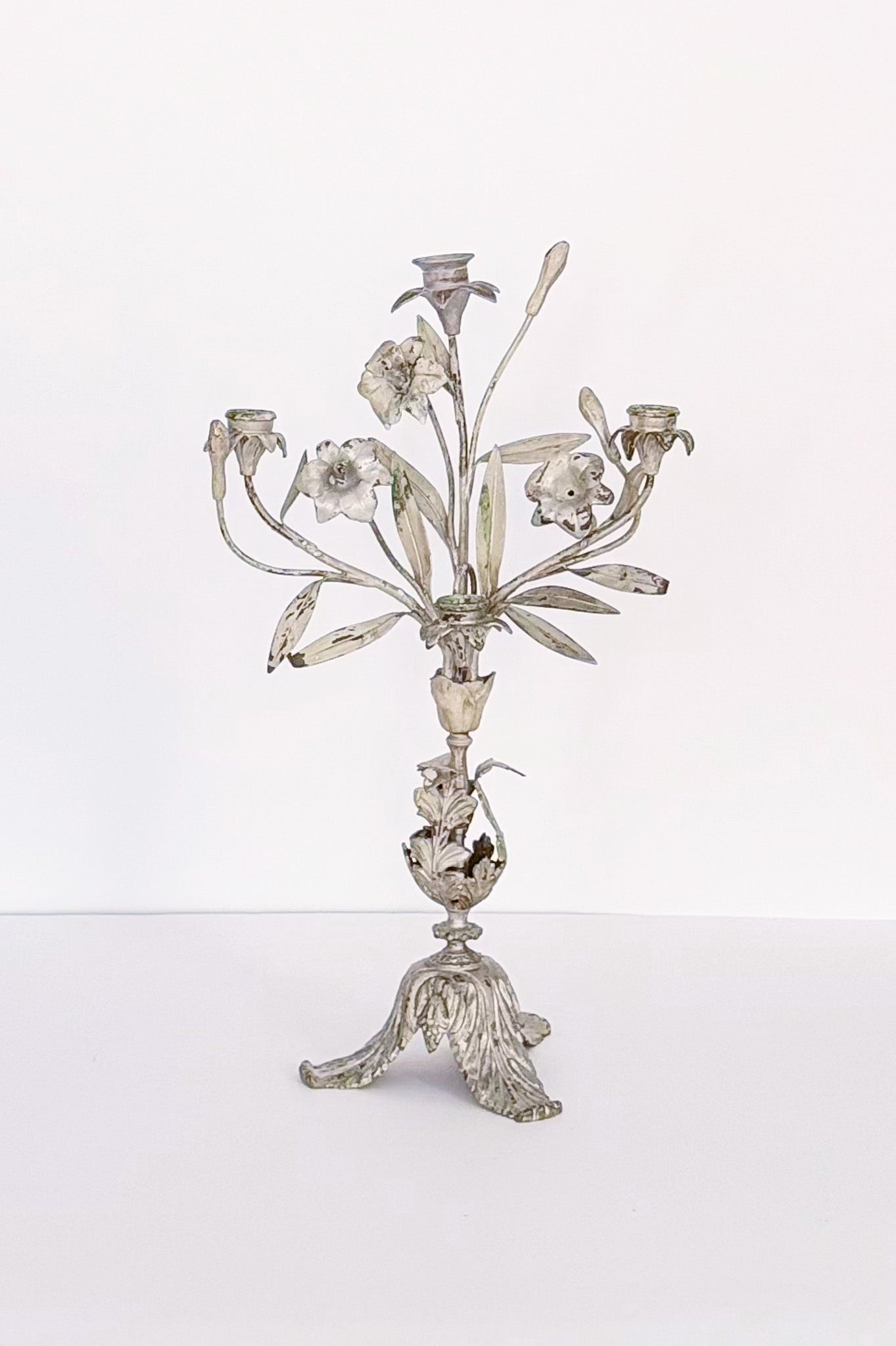 Antique Grey Candle Holders