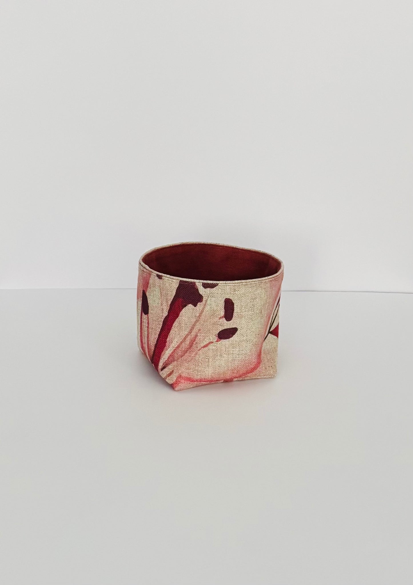 Argilla Studio Burgundy Flower Bread Basket