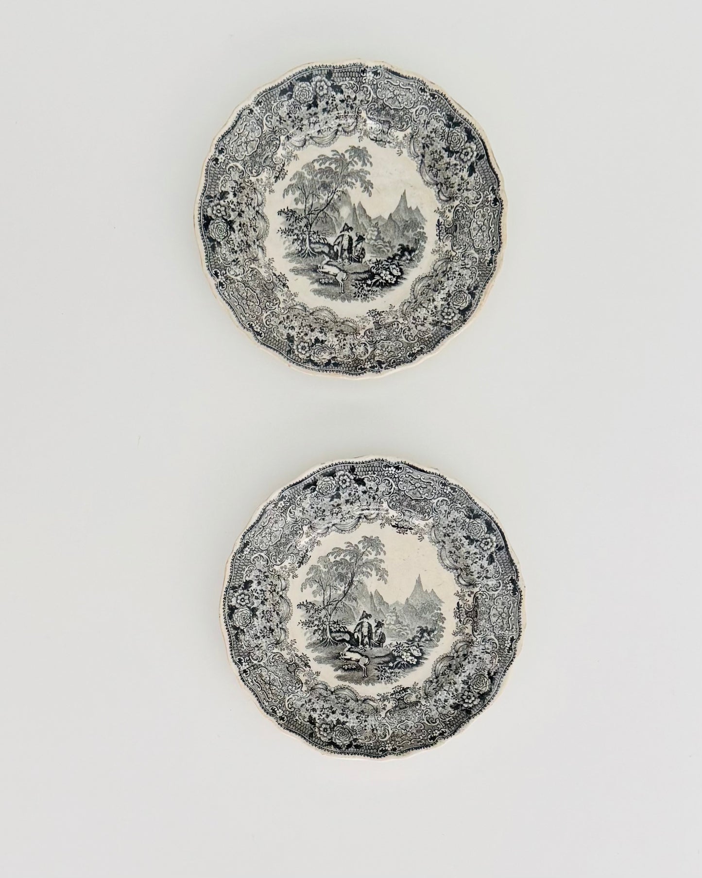Davenport Tyrol Hunters - Black Transferware