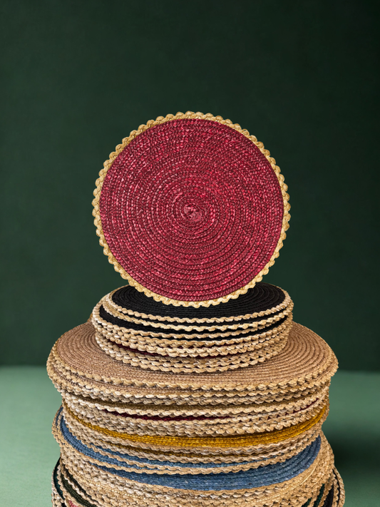 Burgundy Straw Charger Plate
