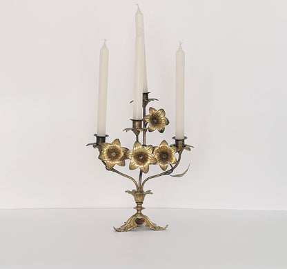 Antique Candle Holders with Flowers