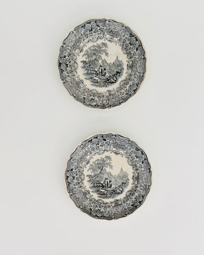 Davenport Tyrol Hunters - Black Transferware