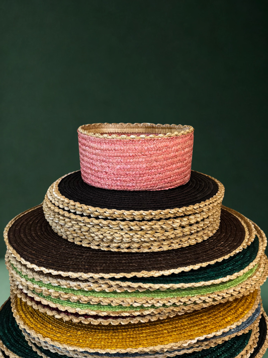 Bright Pink Straw Basket